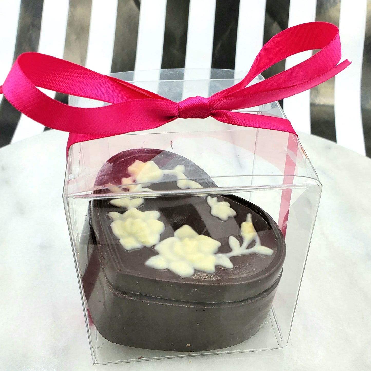 Hand Painted Heart & Roses Box with Two Chocolates