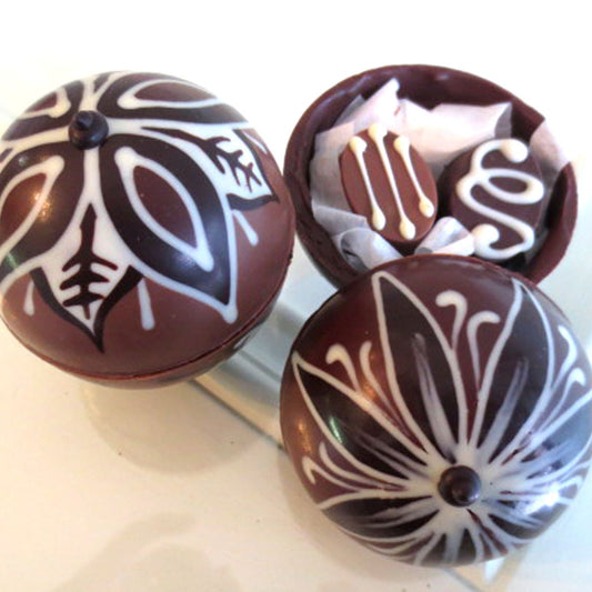 Hand painted Ball Box with Two Chocolates
