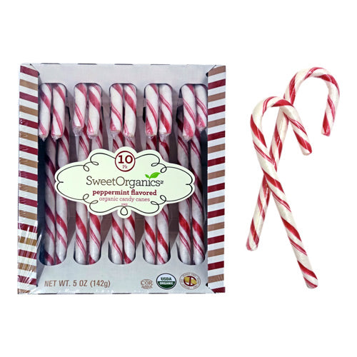 Sweet Organics Peppermint Flavored Organic Candy Canes * 10 PC